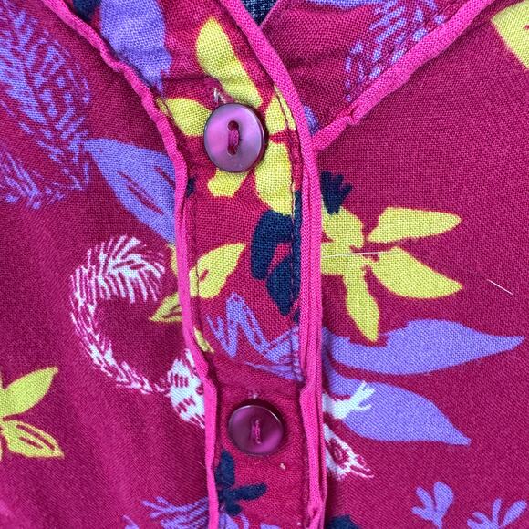 ModCloth Womens Tank Top Blouse Size 3X Flowy Lemur Frog Floral Bright Pink - Picture 4 of 8